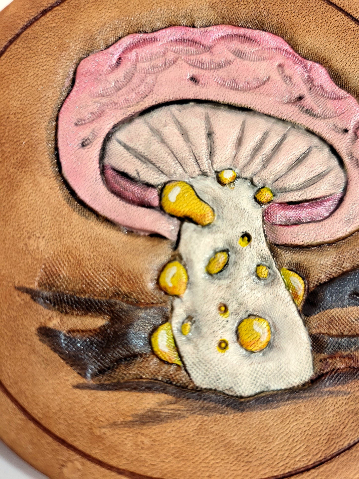 Mushroom Leather Art Rounds