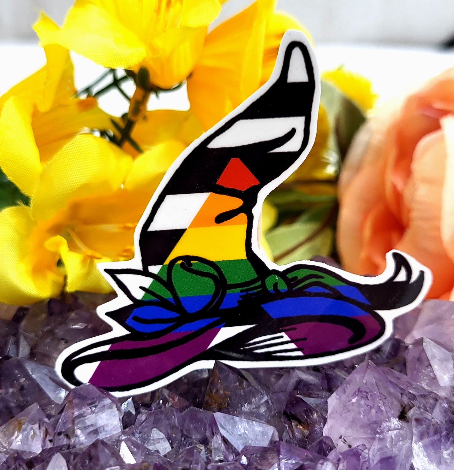 Pride Flag Witch Hat Vinyl Stickers