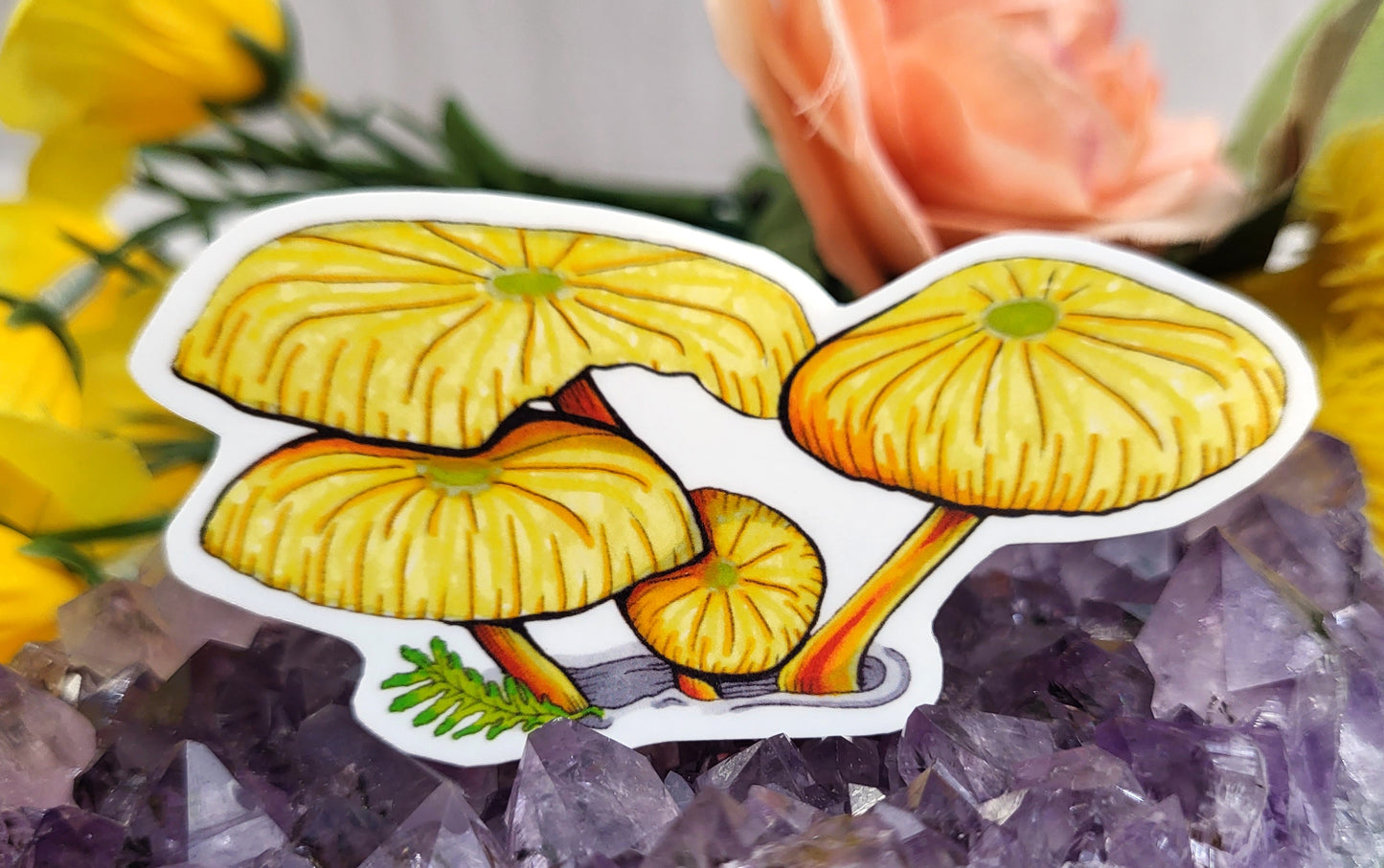 Pinewood Gingertail Yellow Mushroom Vinyl Sticker