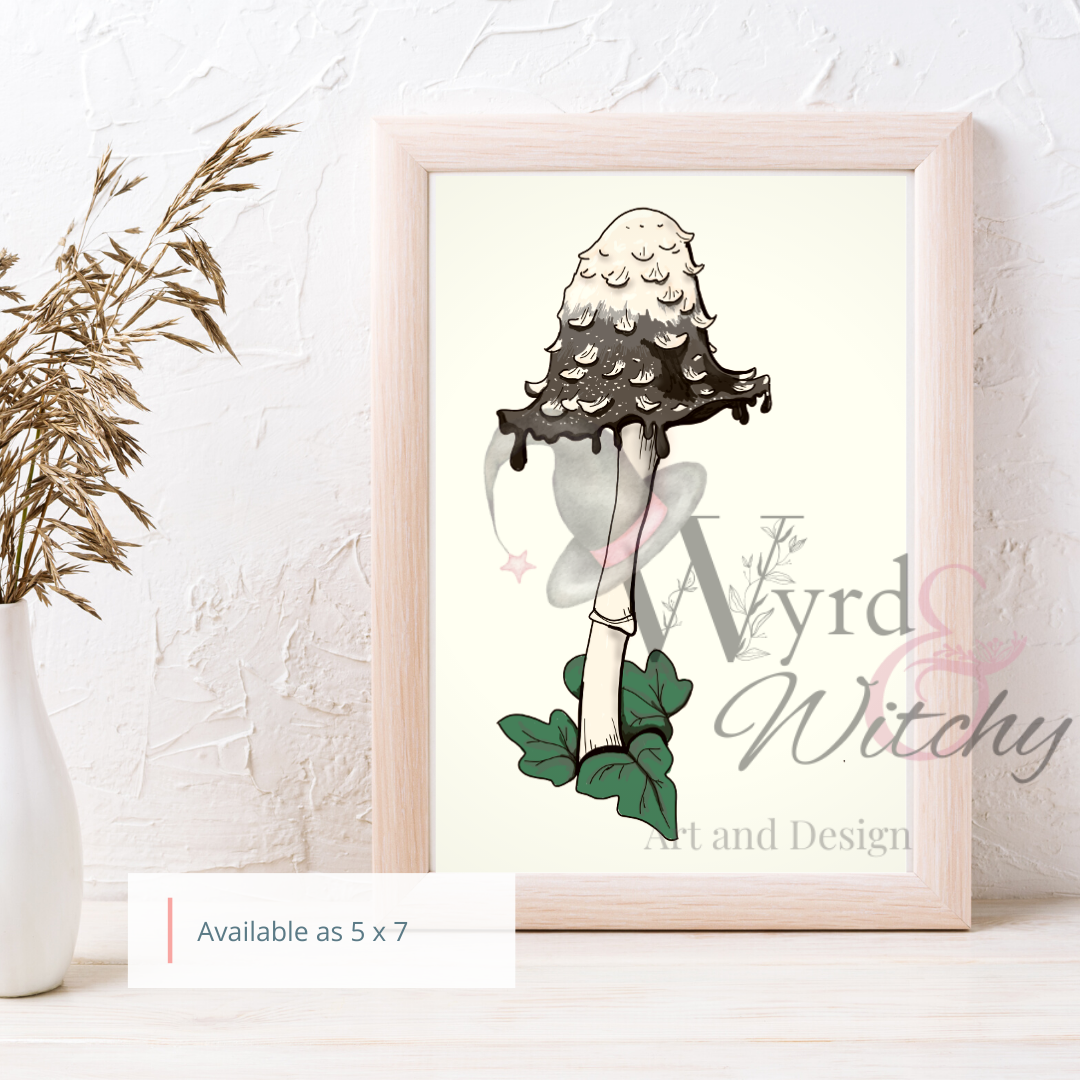 Inky Cap Mushroom Art Print