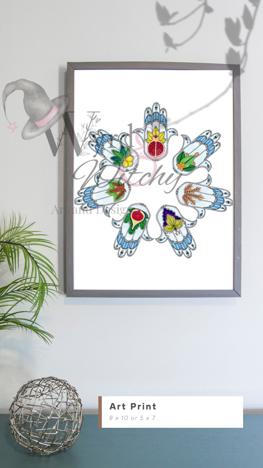 Seven Species Hamsa Print
