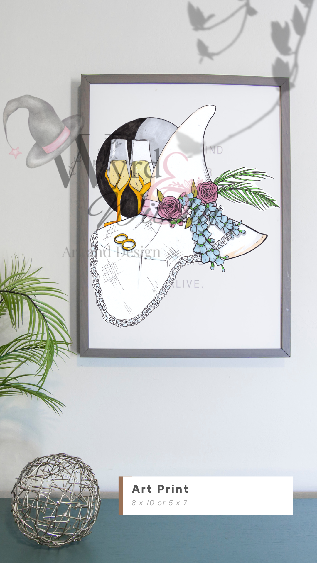 Wedding Witch Hat Print