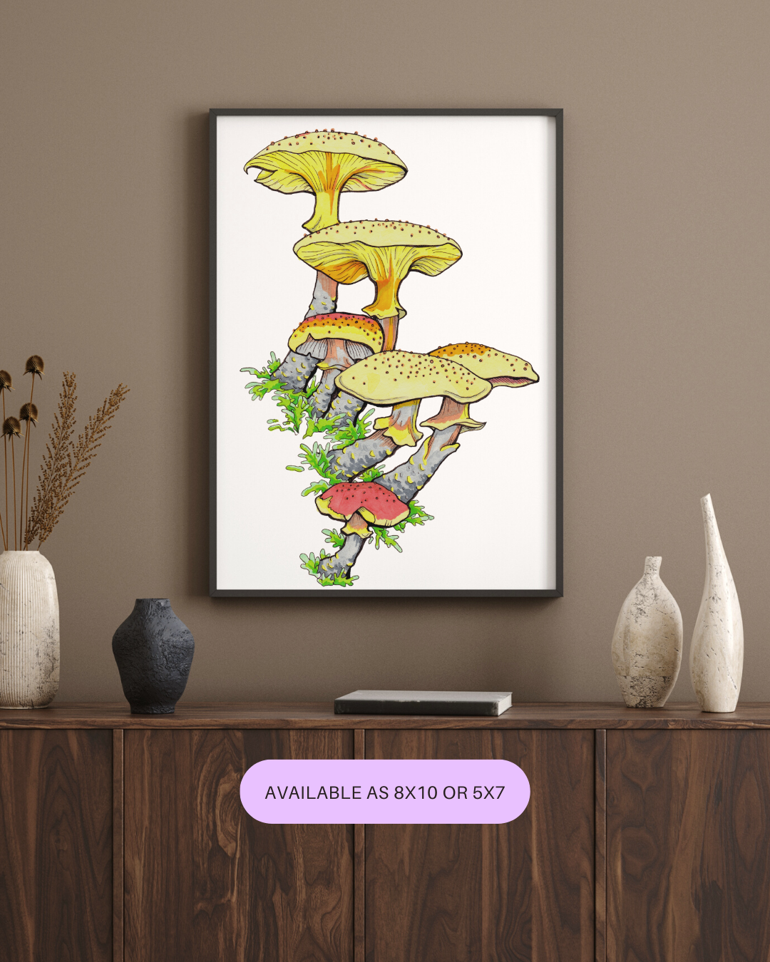 Yellow Patches Mushroom Cluster Art Print