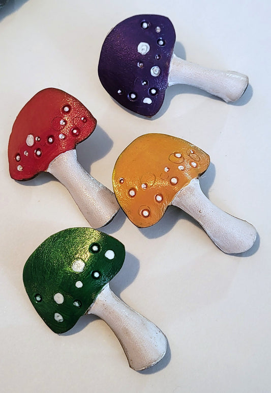 Spotted Mushroom Leather Pin