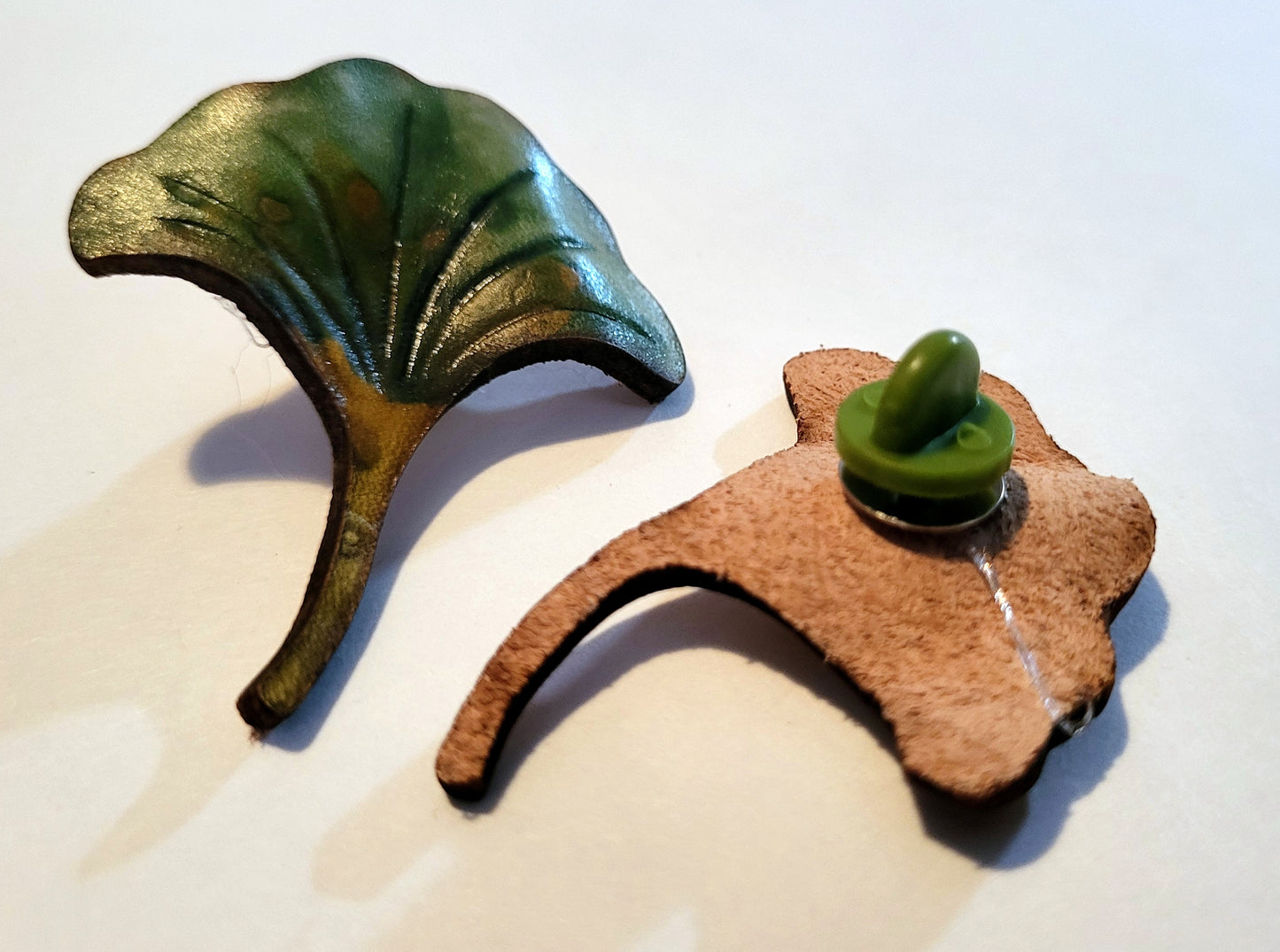 Ginko Leaf Leather Pin