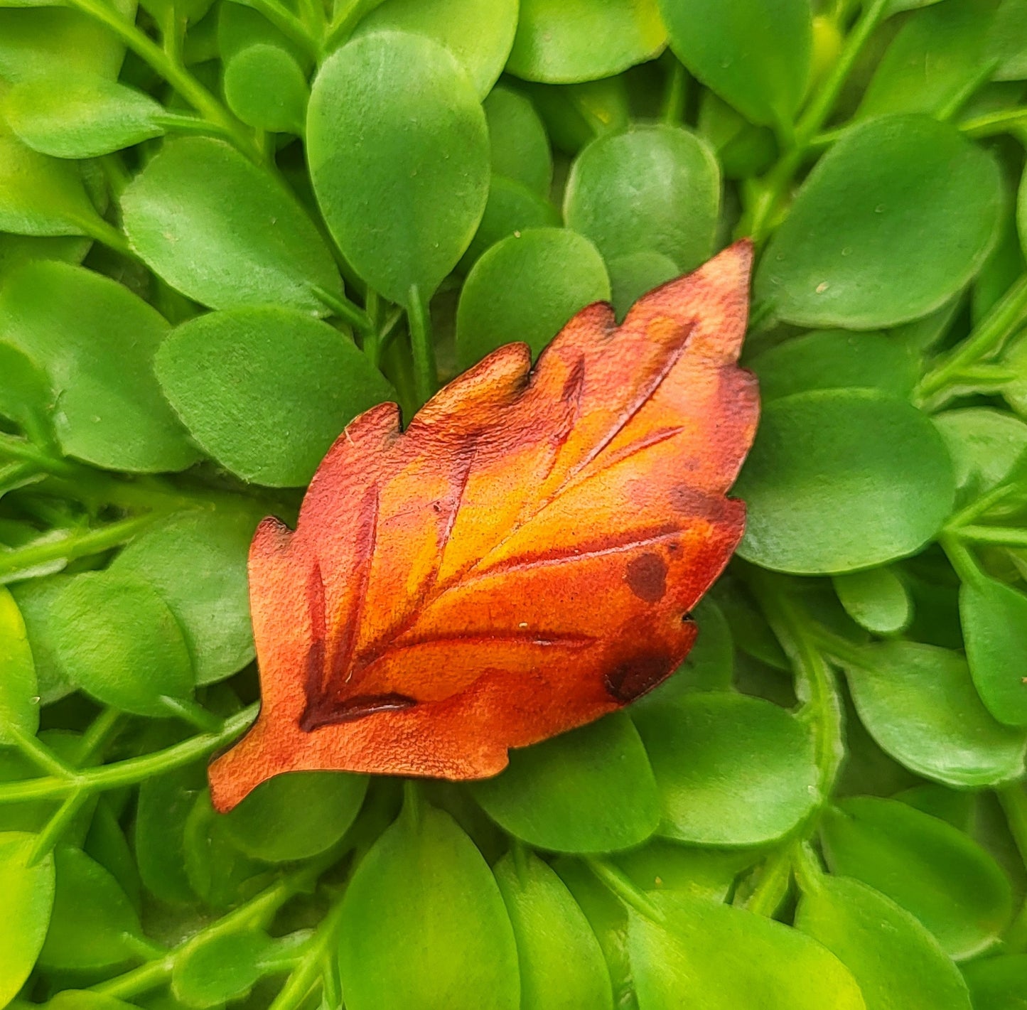 Mini Birch Leaf Leather Pin