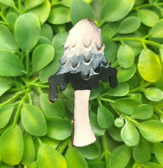 Inky Cap Mushroom Leather Pin