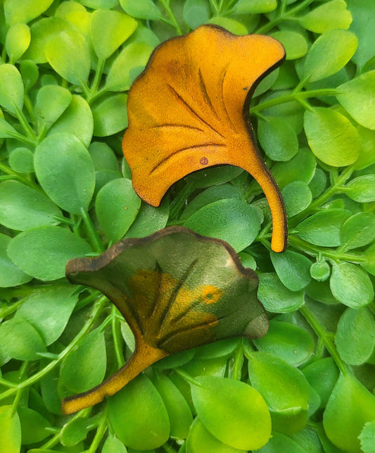 Gingko Leaf Leather Pin