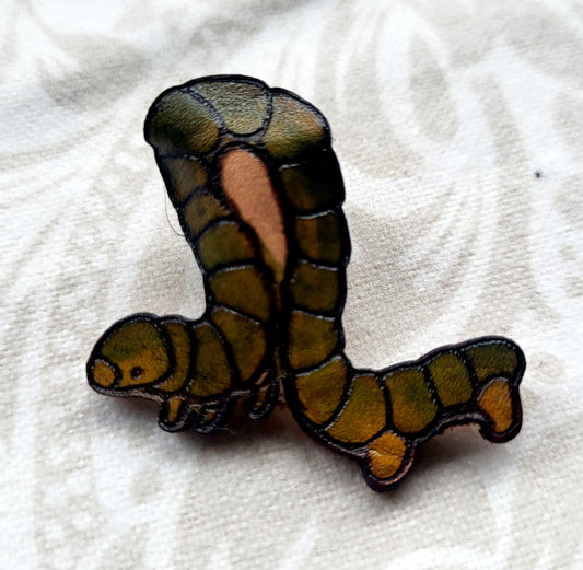 Inchworm Leather Pin