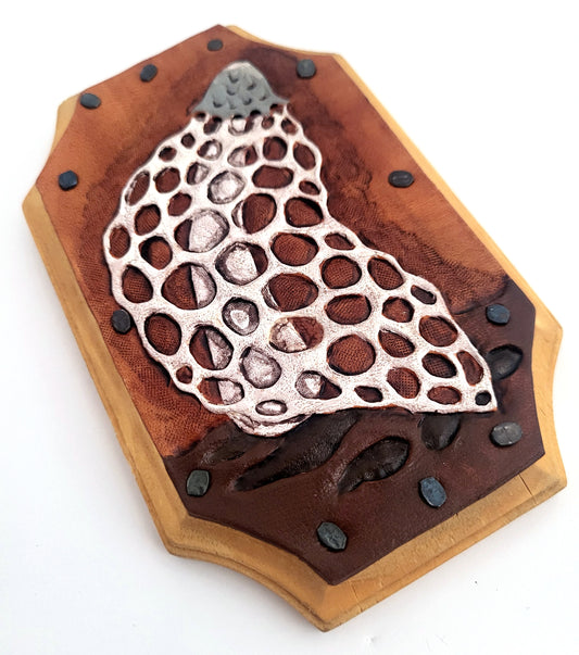 Bridal Veil Stinkhorn Original Leather Mushroom Art