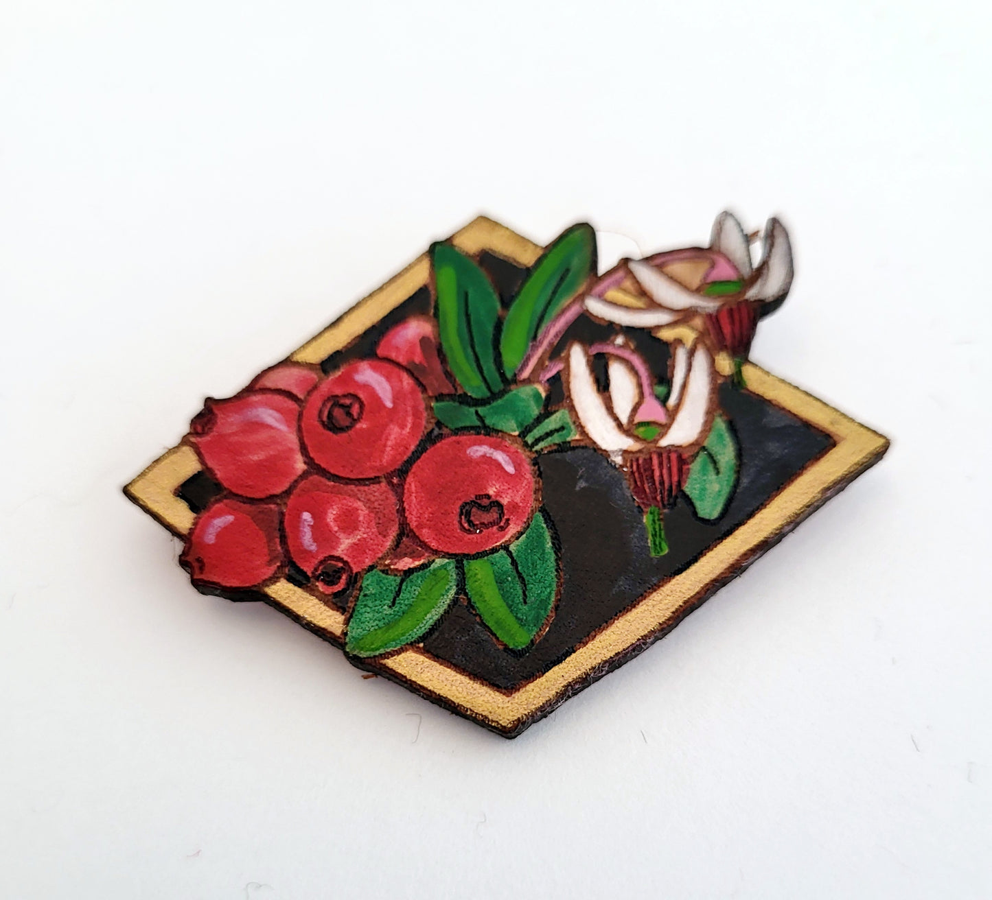 Cranberries and Flowers Leather Pin - November 2025 Limited Edition