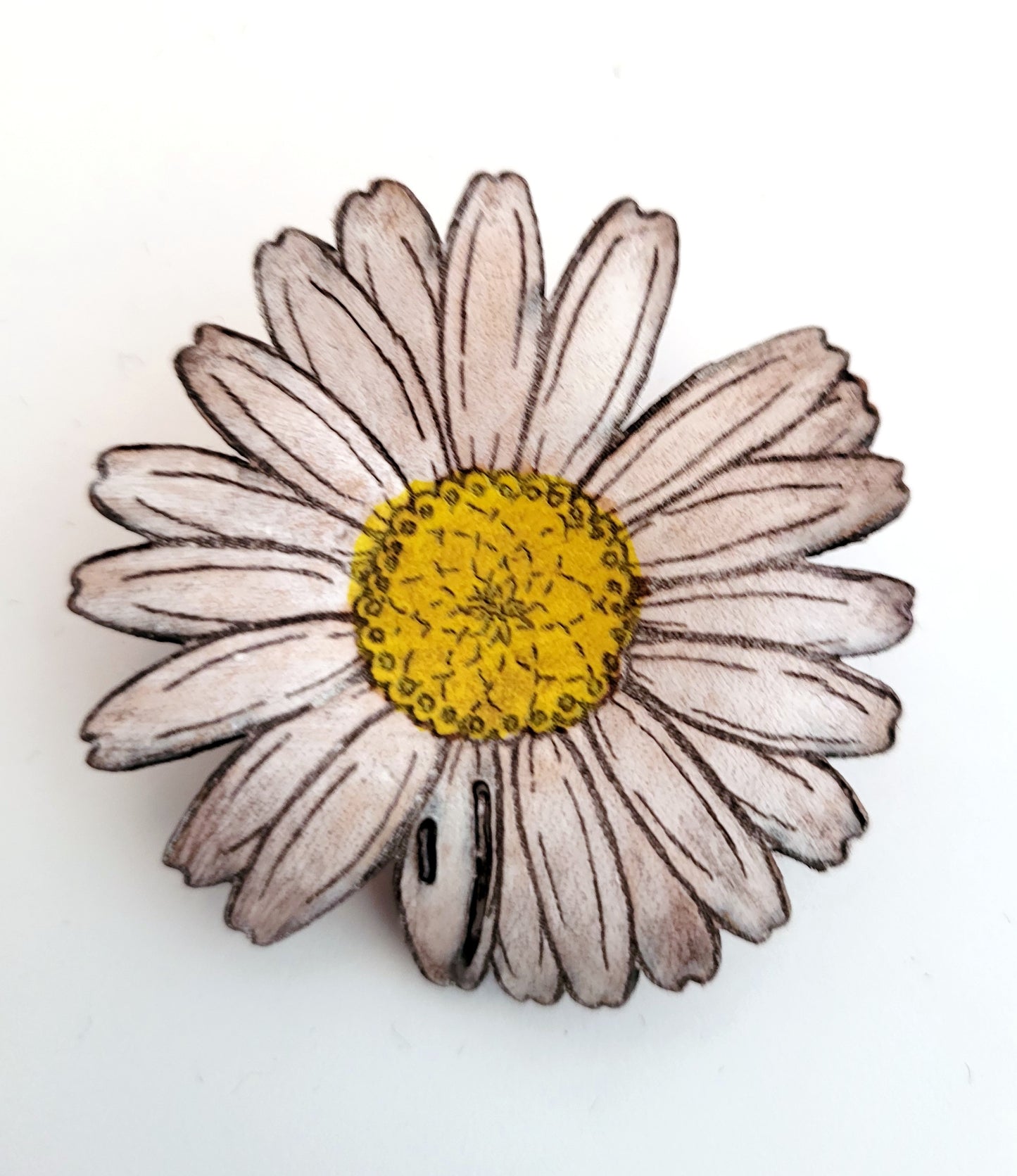 Daisy Leather Nature Art Flower Blossom Pin
