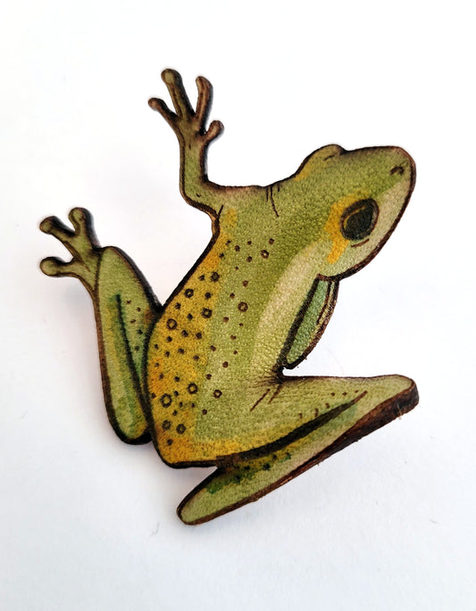 Tree Frog Leather Nature Art Animal Pin