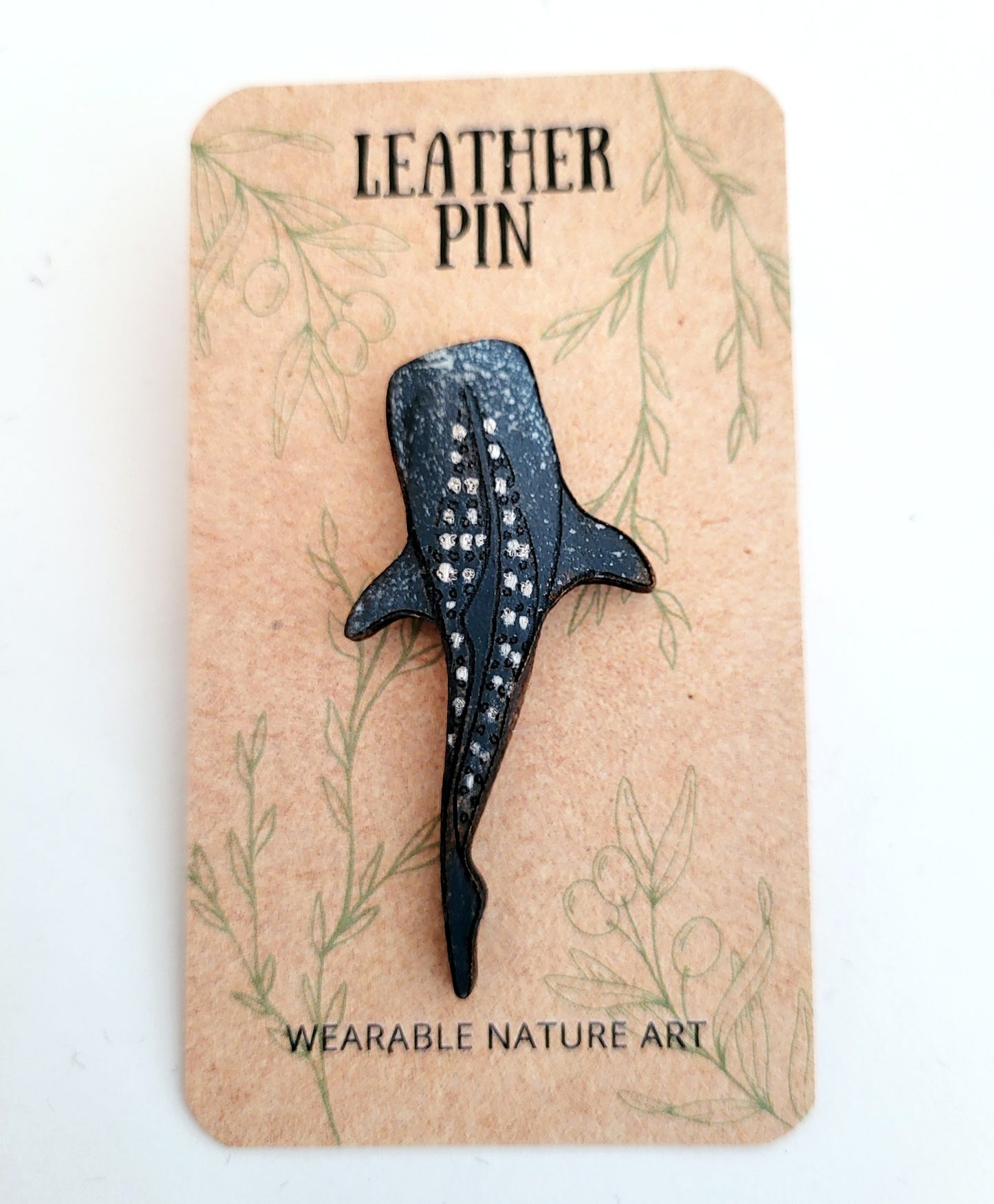 Whale Shark Leather Nature Art Animal Pin