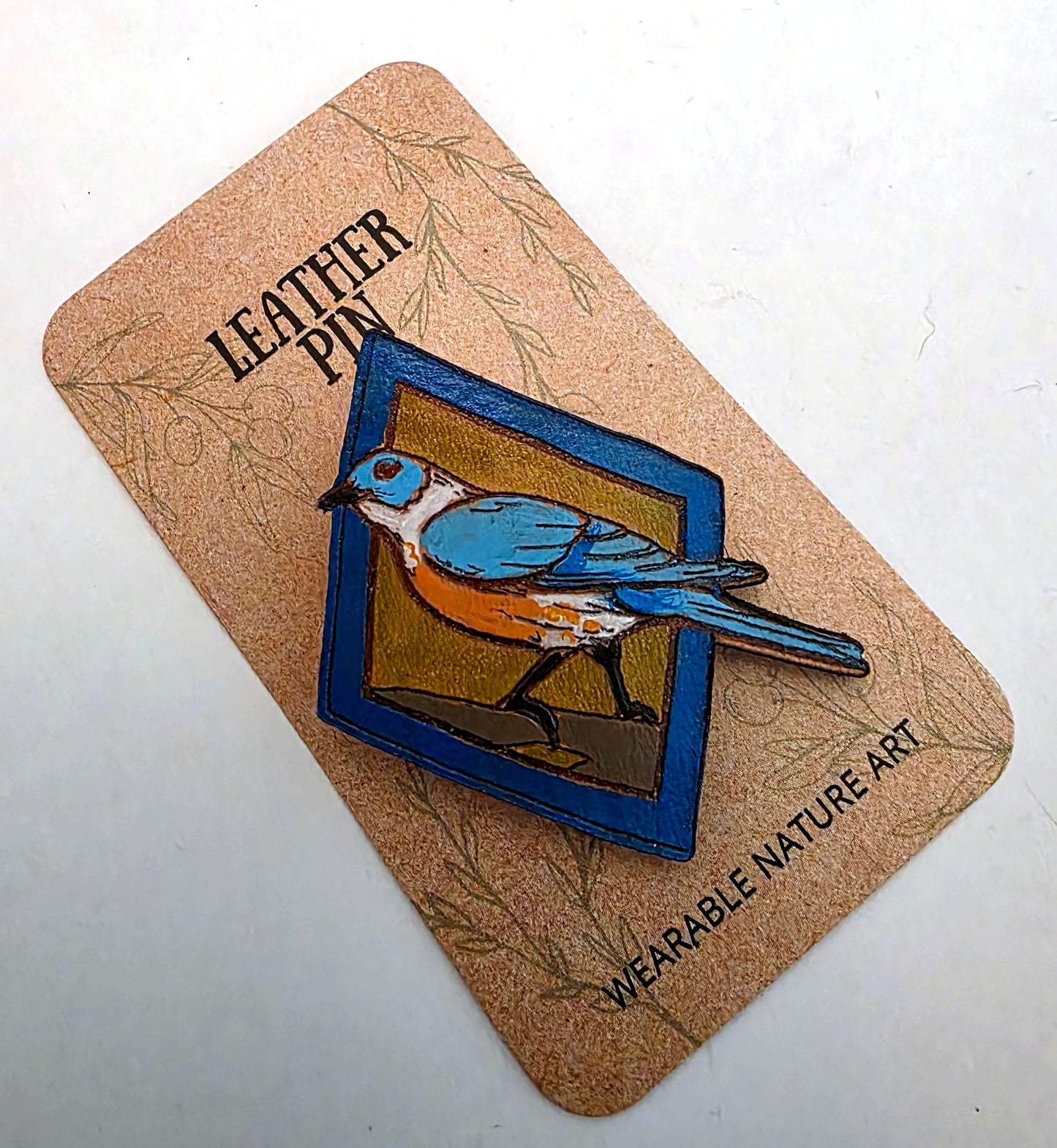 Eastern Bluebird Leather Pin - April 2026 Limited Edition
