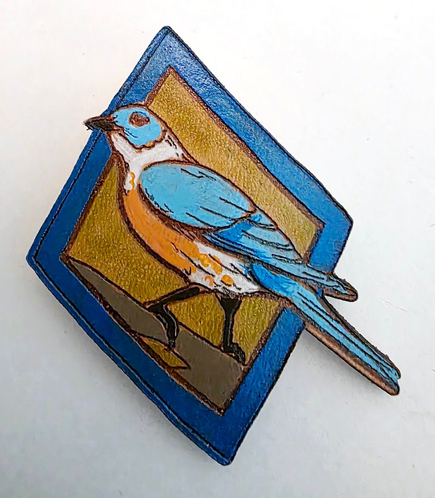 Eastern Bluebird Leather Pin - April 2026 Limited Edition