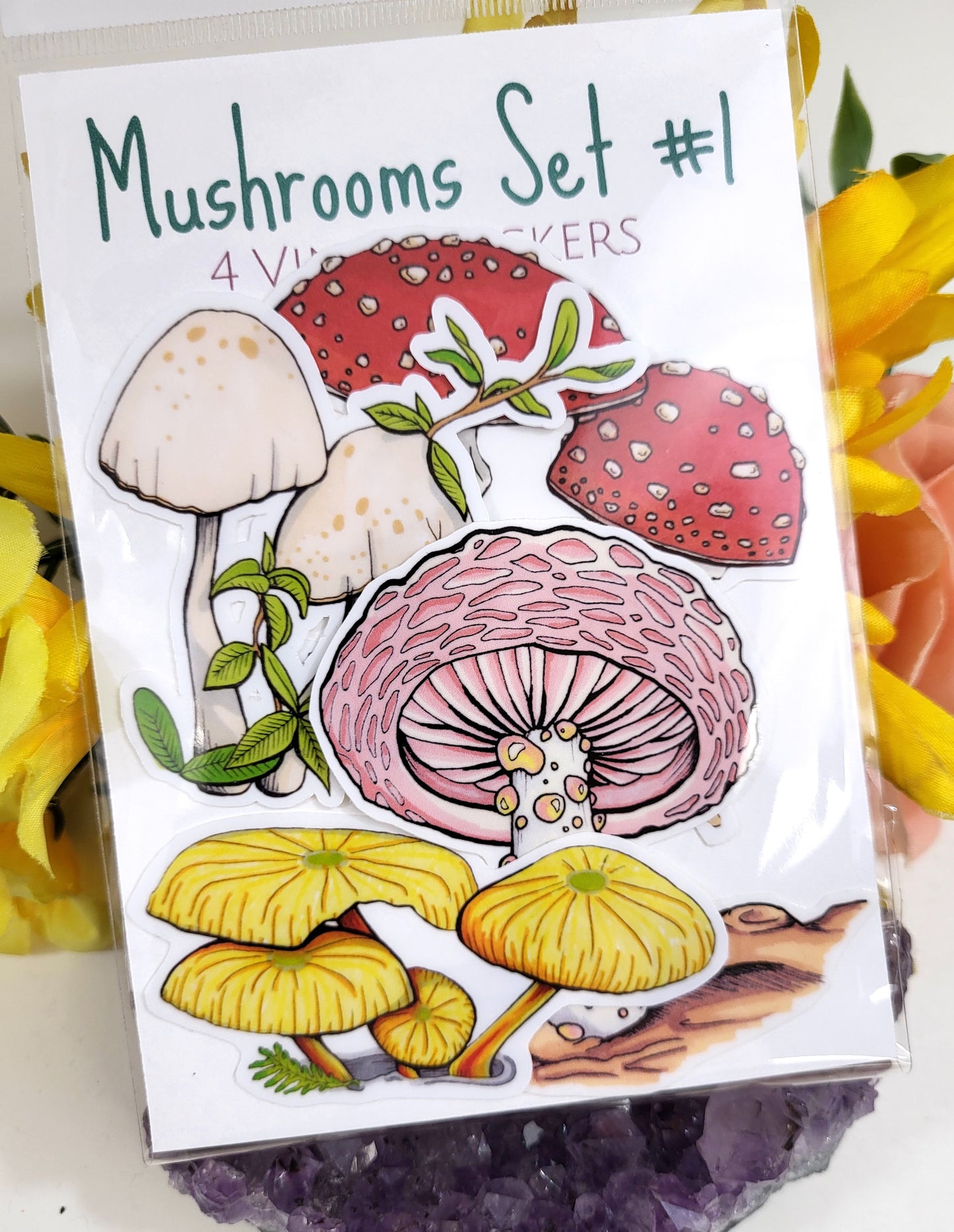 Mushroom Vinyl Stickers Set 1, 4 Mushrooms