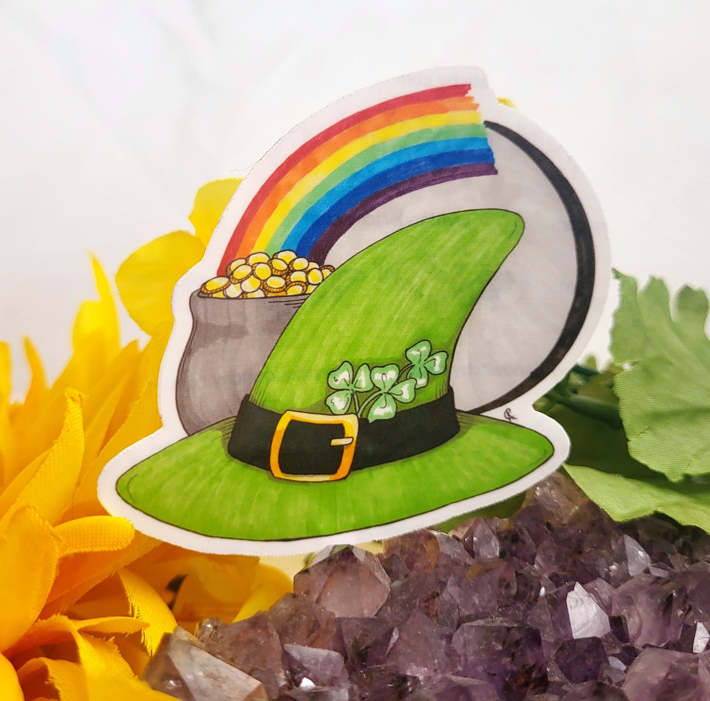 St Patrick's Day Witch Hat Vinyl Sticker