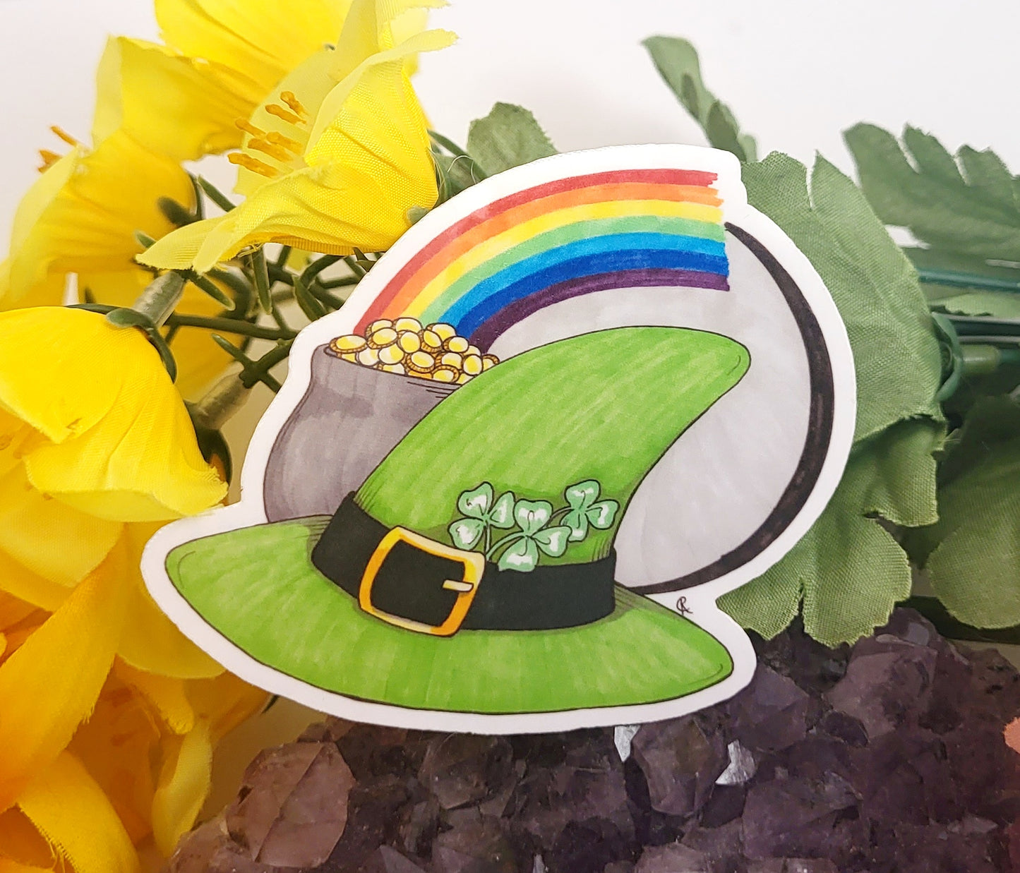 St Patrick's Day Witch Hat Vinyl Sticker