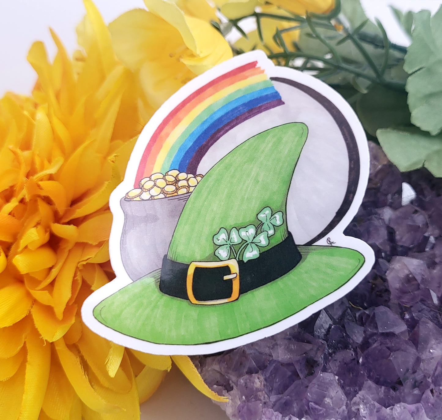 St Patrick's Day Witch Hat Vinyl Sticker