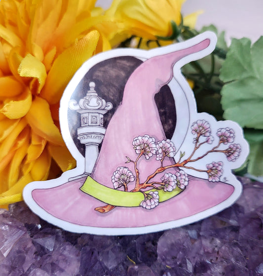 Cherry Blossom Festival Witch Hat Vinyl Sticker