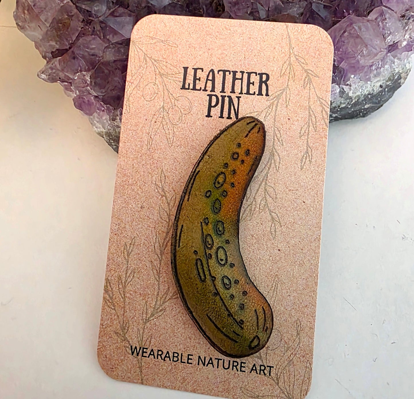 Pickle Leather Nature Art Plant Food Pin