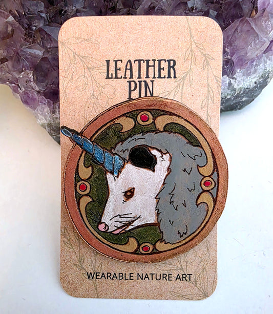 Unicorn Opossum Leather Pin - June 2026 Limited Edition