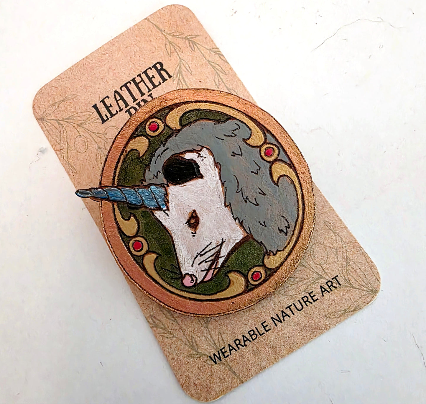 Unicorn Opossum Leather Pin - June 2026 Limited Edition
