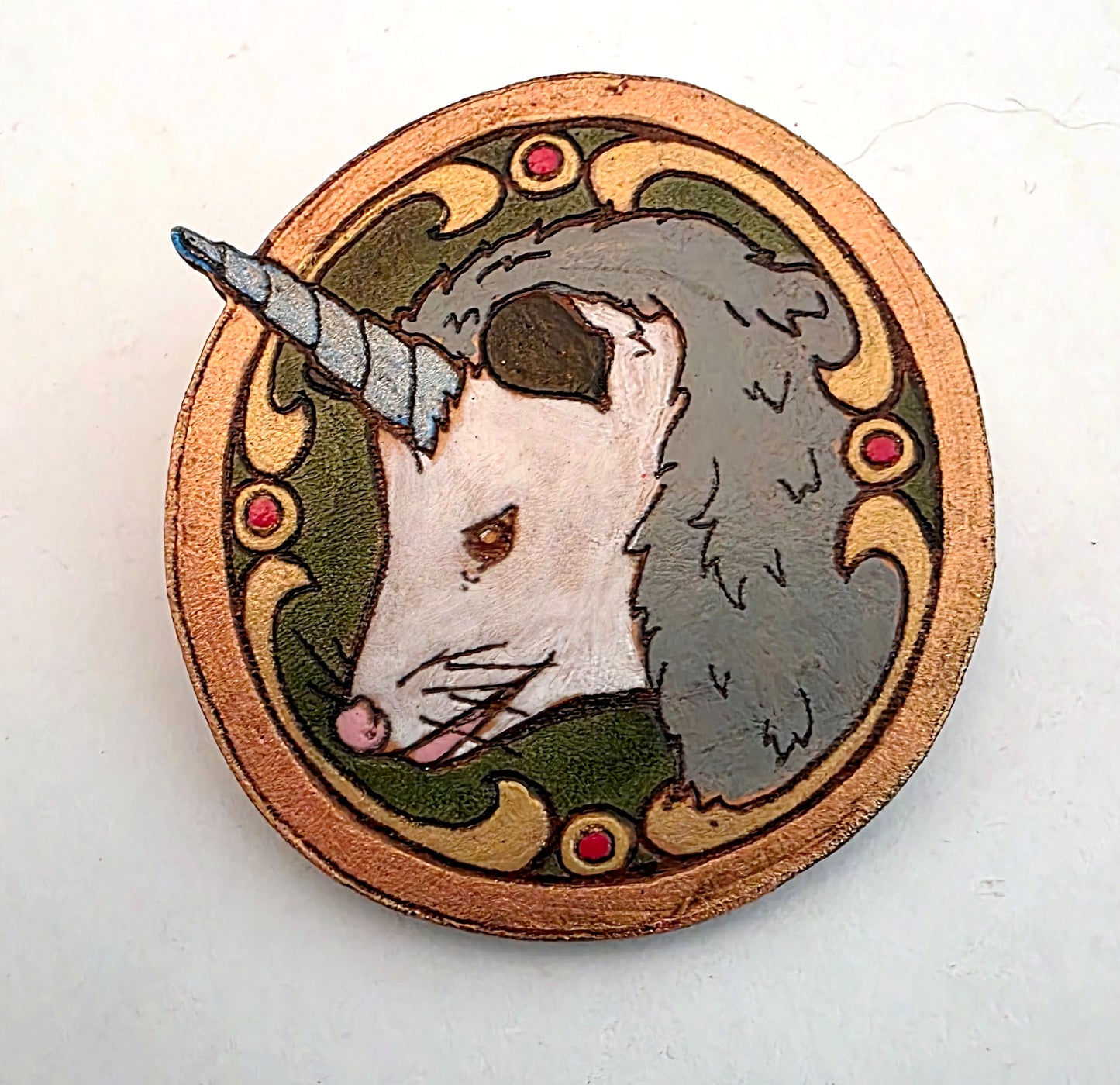 Unicorn Opossum Leather Pin - June 2026 Limited Edition