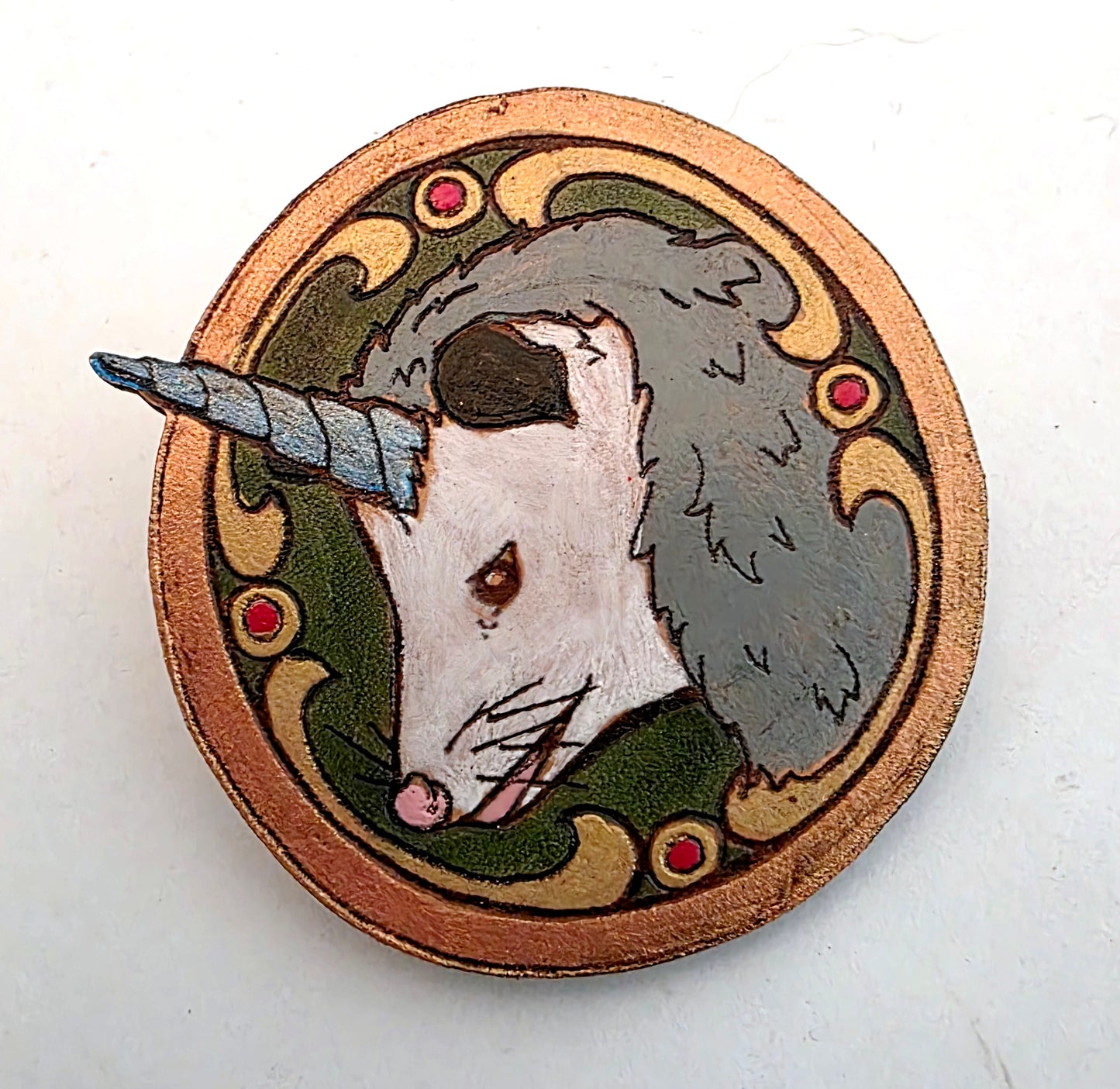 Unicorn Opossum Leather Pin - June 2026 Limited Edition