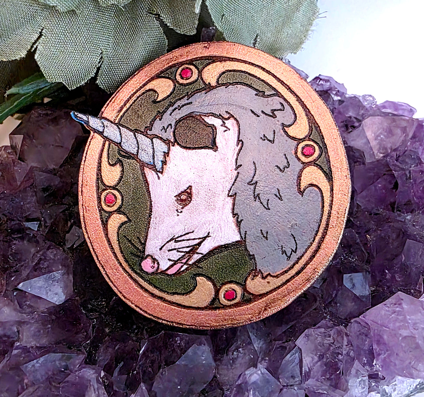 Unicorn Opossum Leather Pin - June 2026 Limited Edition