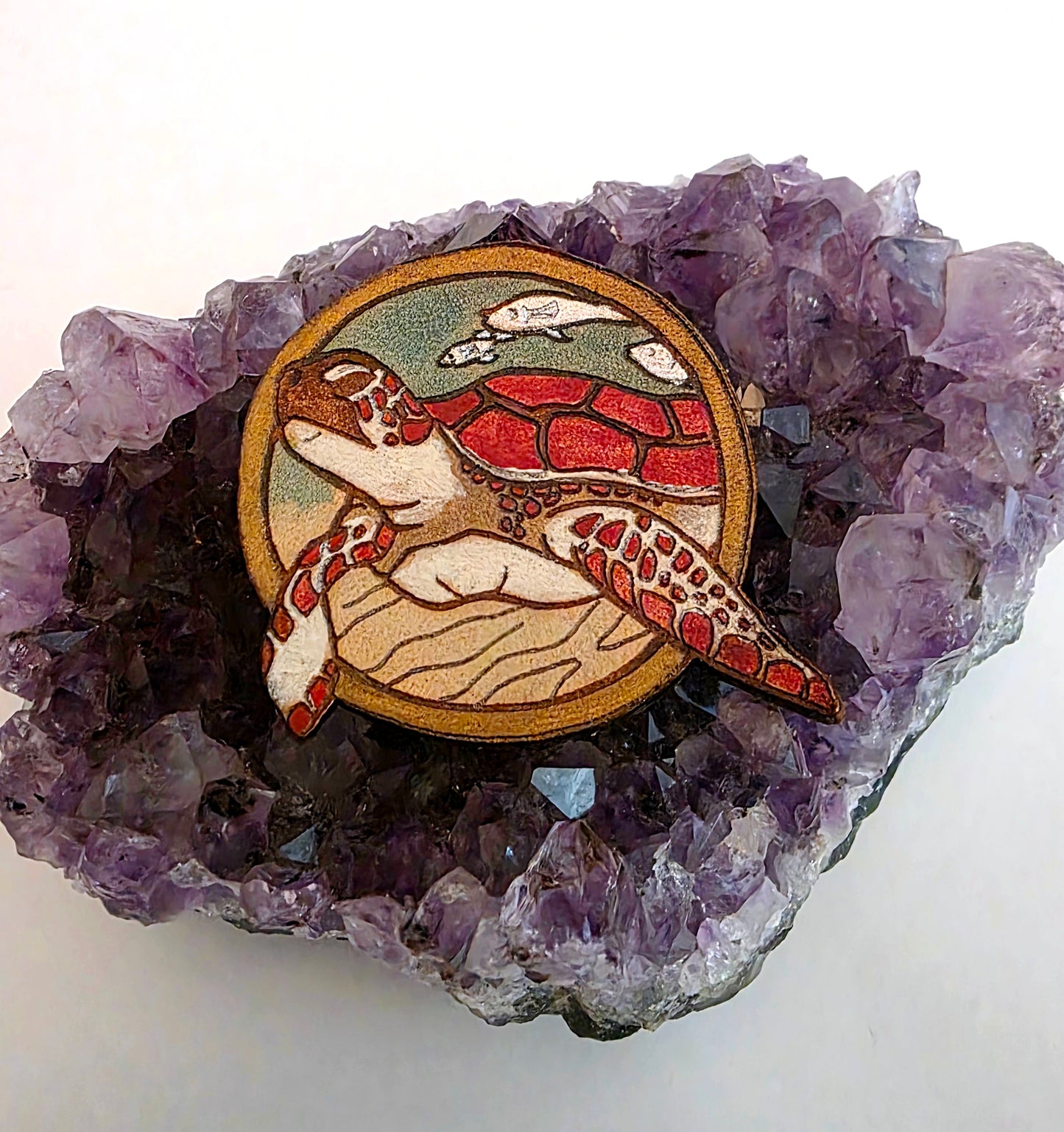 Green Sea Turtle Leather Pin - July 2026 Limited Edition