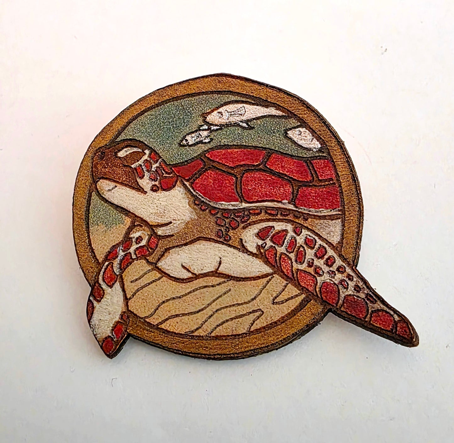 Green Sea Turtle Leather Pin - July 2026 Limited Edition