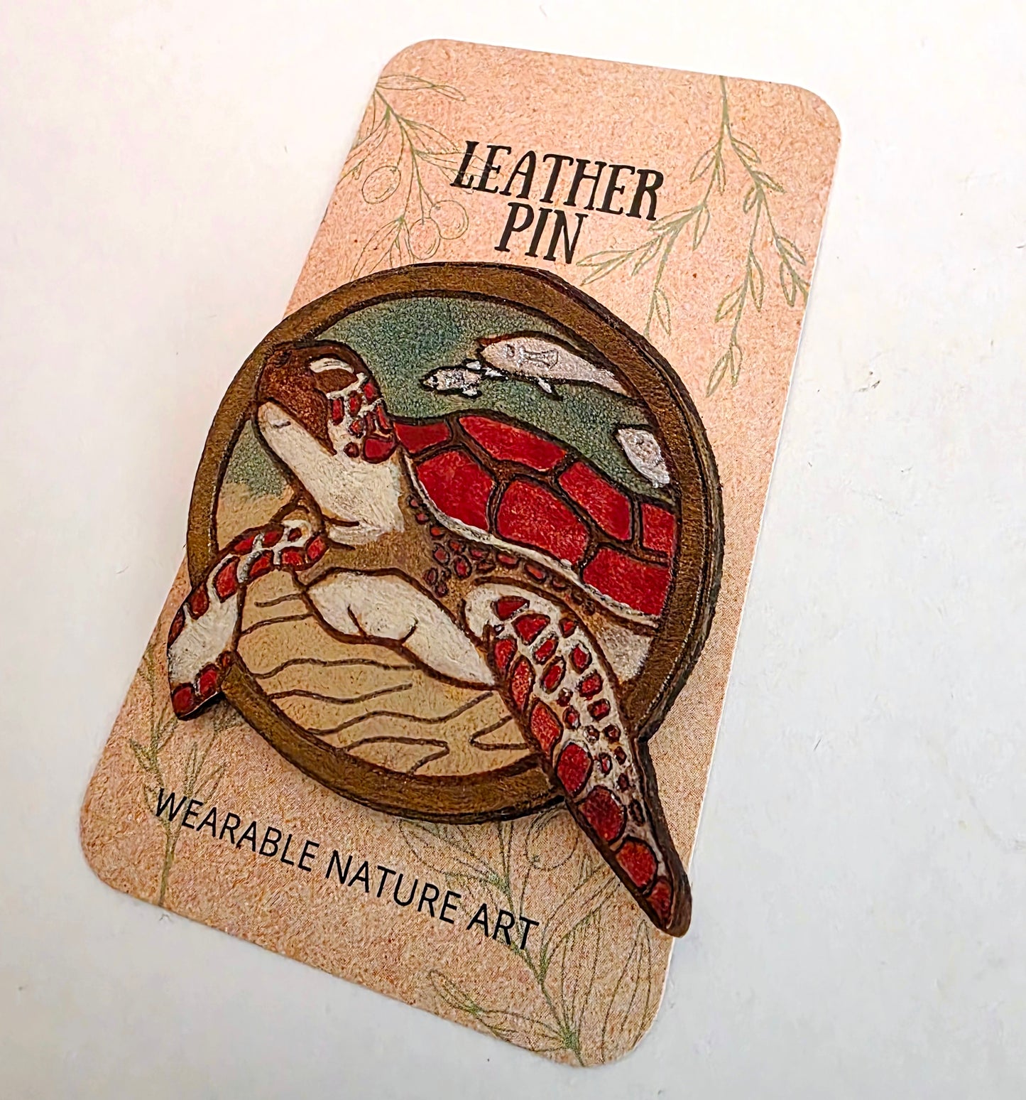 Green Sea Turtle Leather Pin - July 2026 Limited Edition
