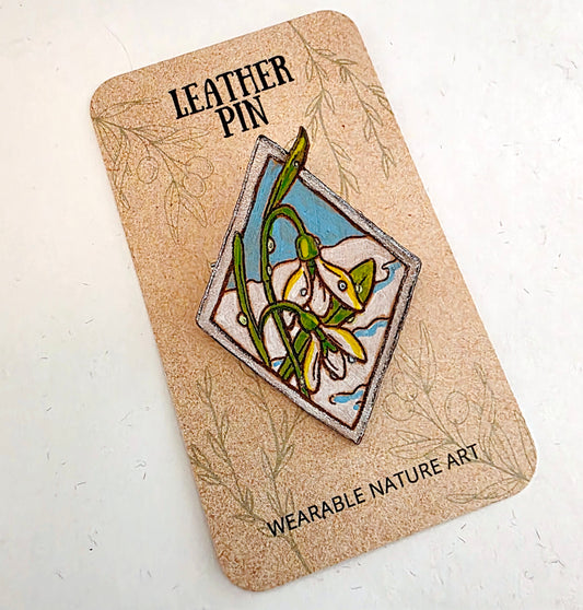 Snowdrops Leather Pin - January 2026 Limited Edition