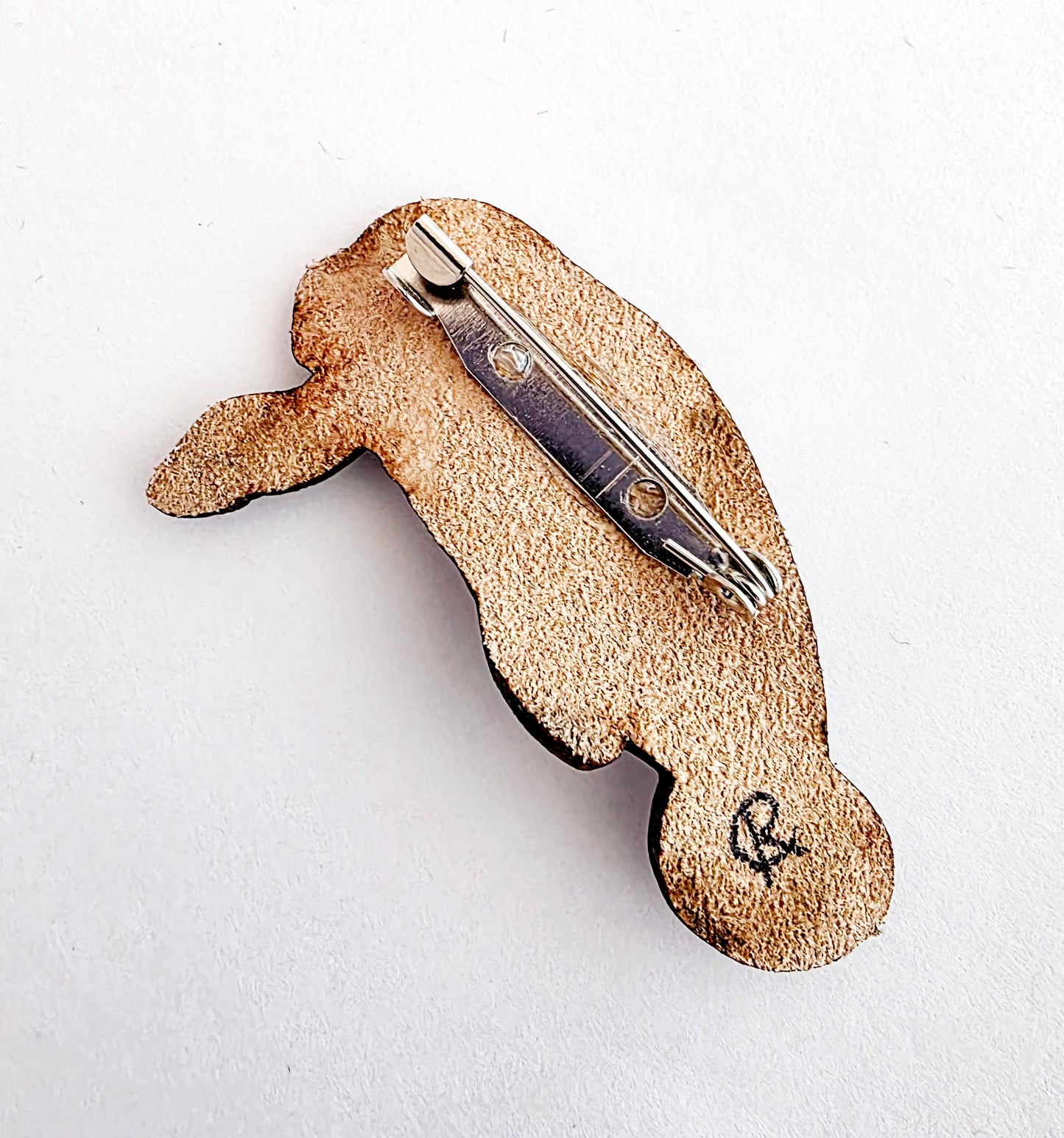 Manatee Leather Nature Art Marine Animal Pin
