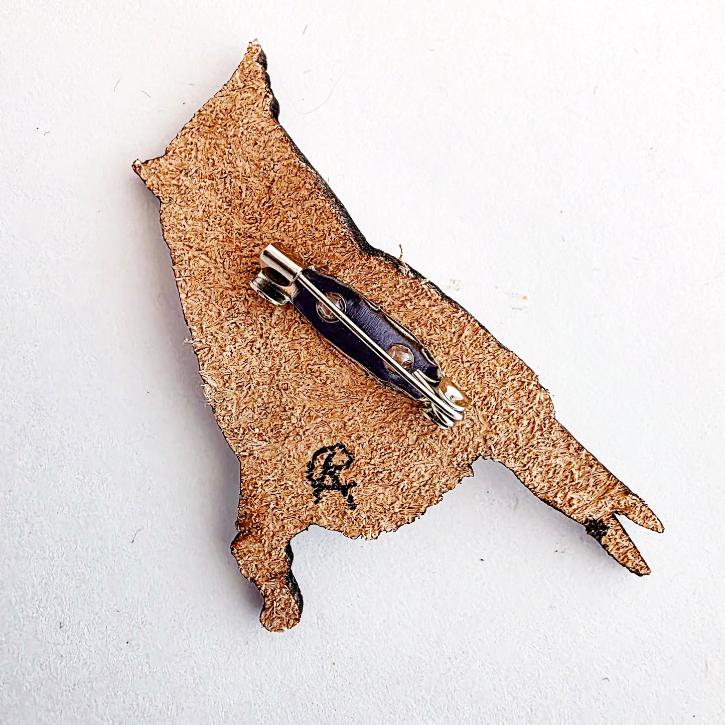 Tufted Titmouse Bird Leather Nature Art Animal Pin