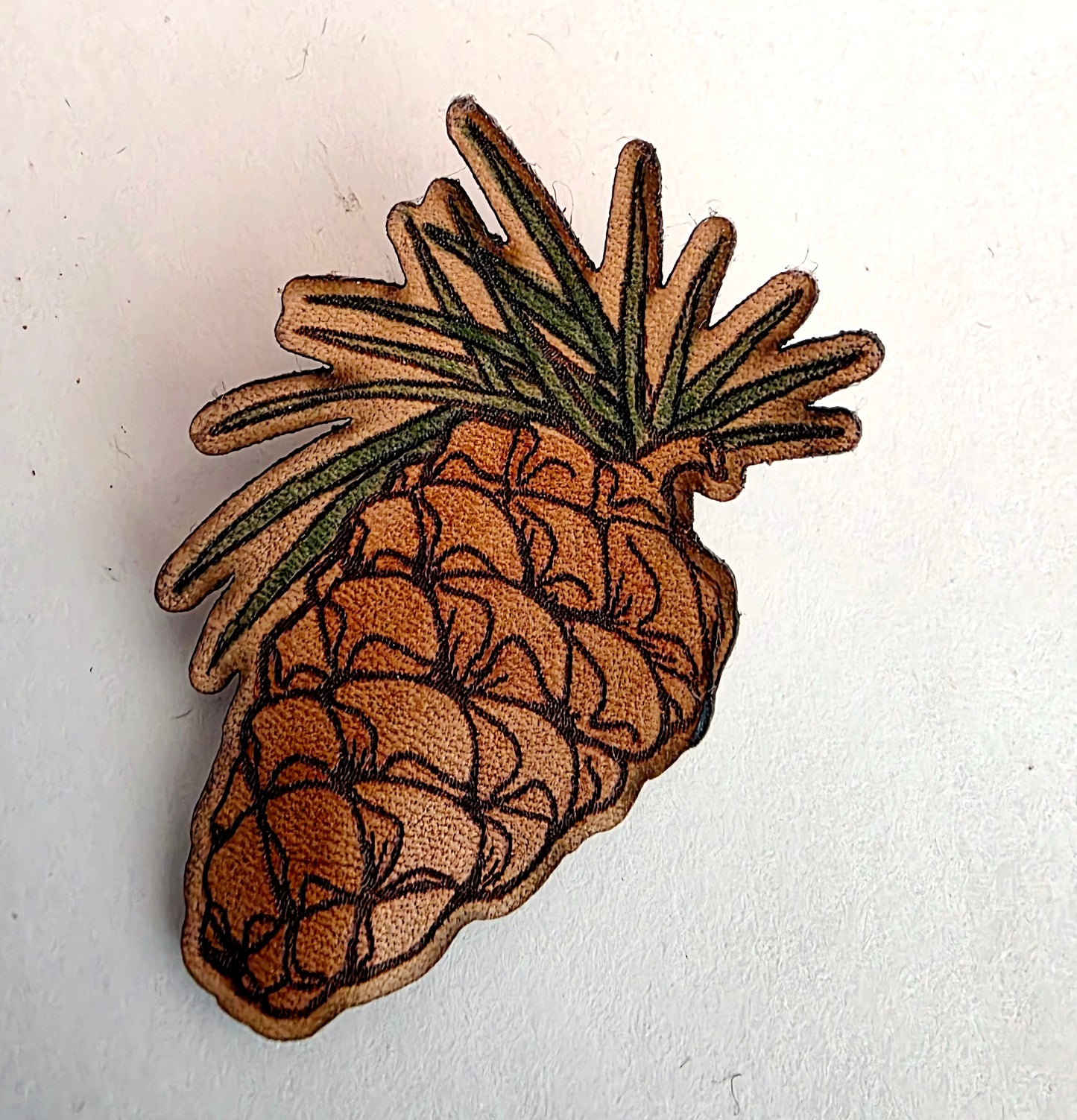 Pine Cone Nature Art Winter Leather Pin