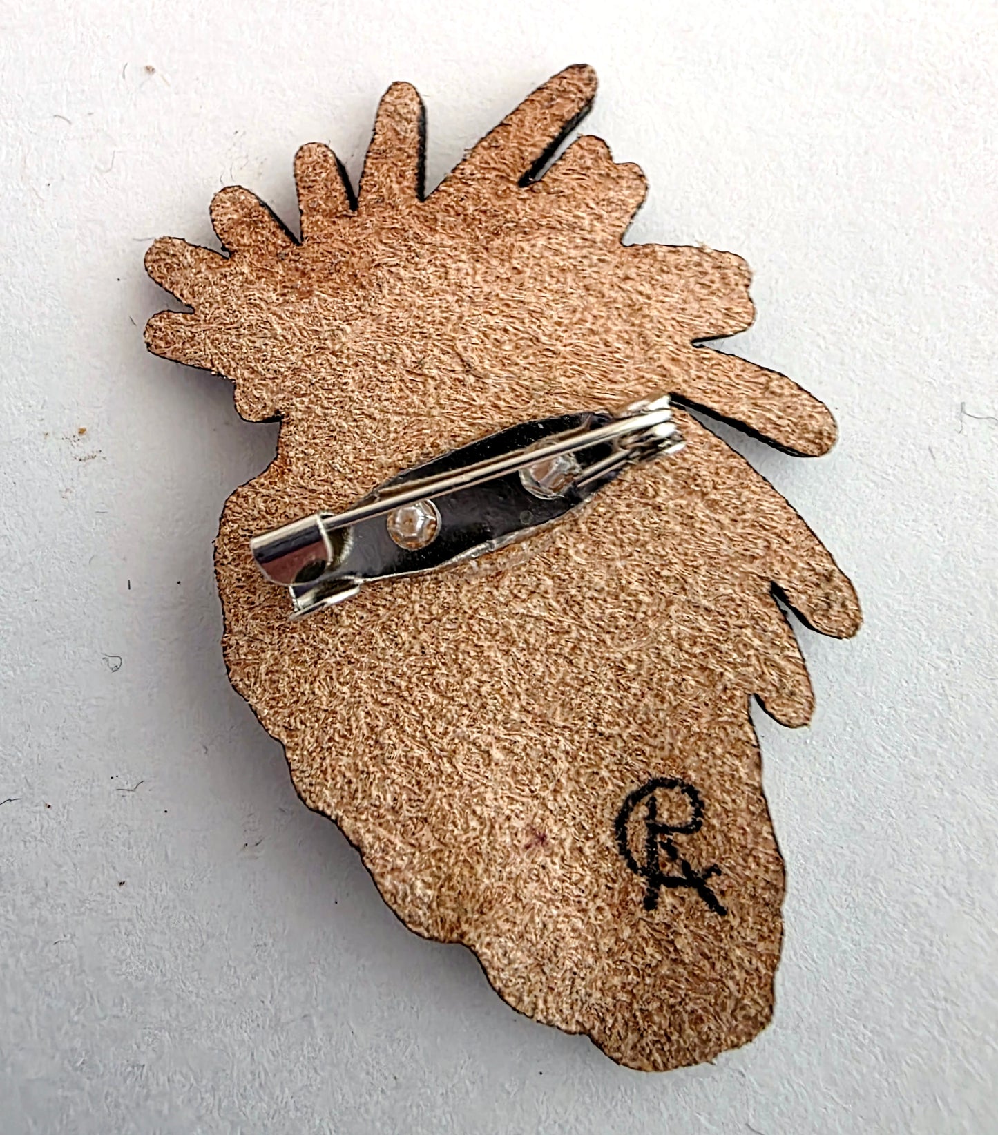 Pine Cone Nature Art Winter Leather Pin