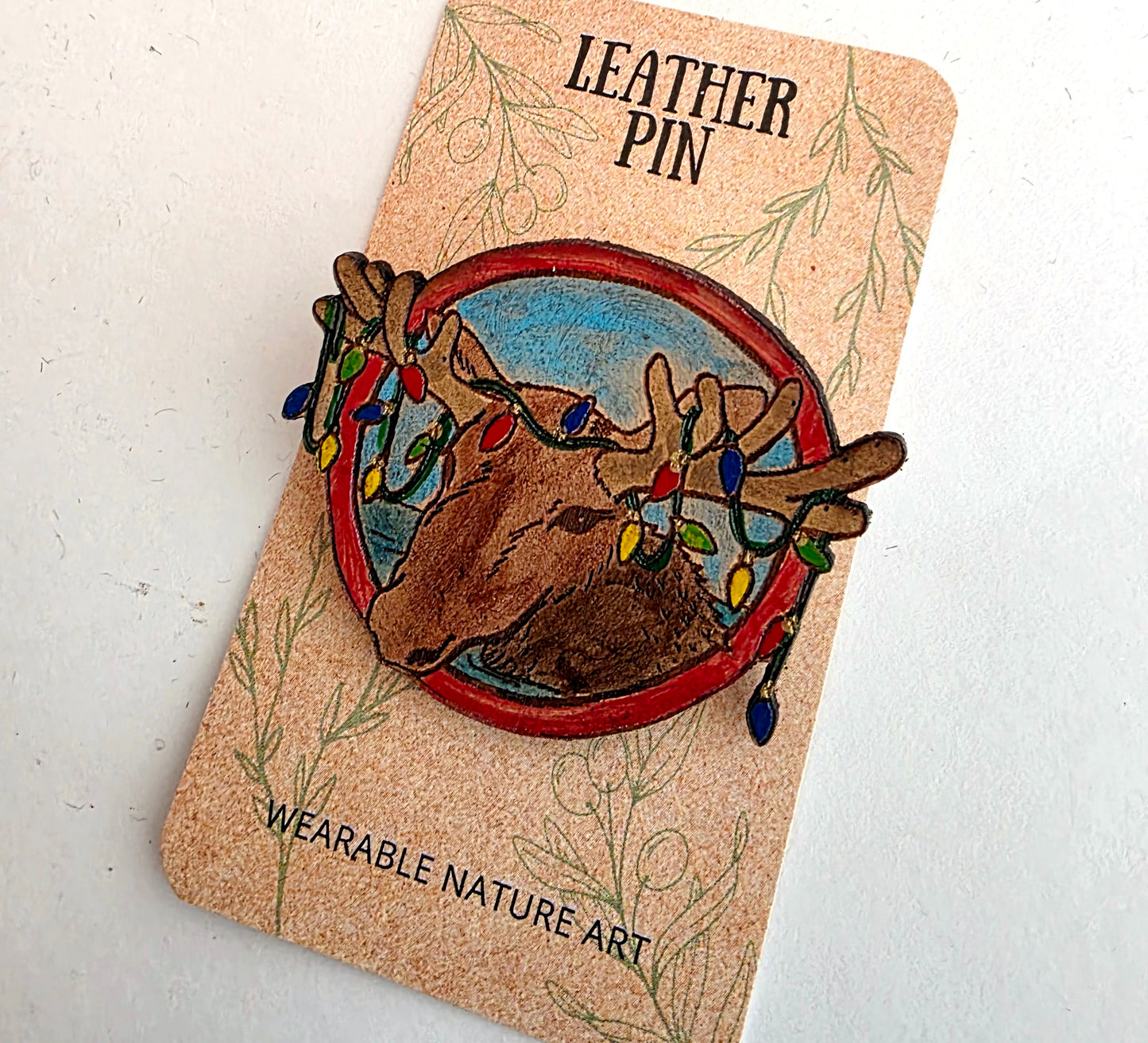 Christmas Moose Leather Pin - December 2025 Limited Edition