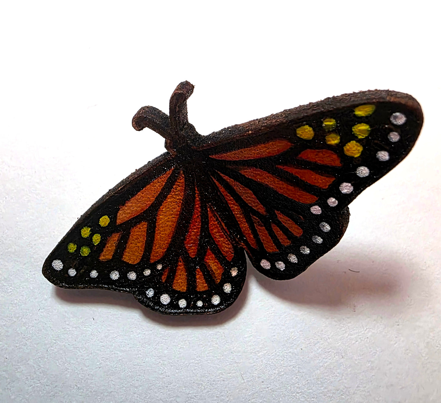 Monarch Butterfly Leather Nature Art Animal Pin