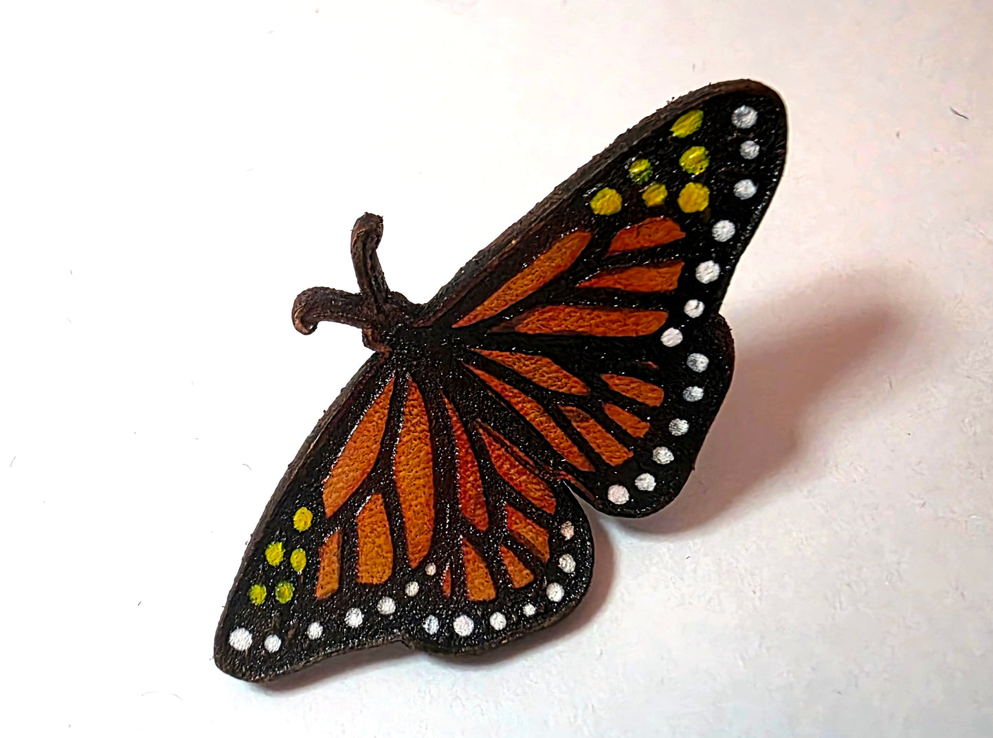 Monarch Butterfly Leather Nature Art Animal Pin