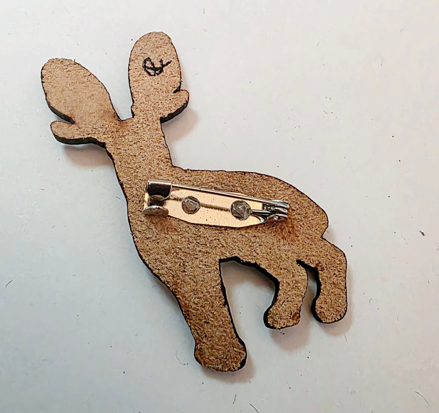Jackalope Leather Nature Art Cryptid Pin
