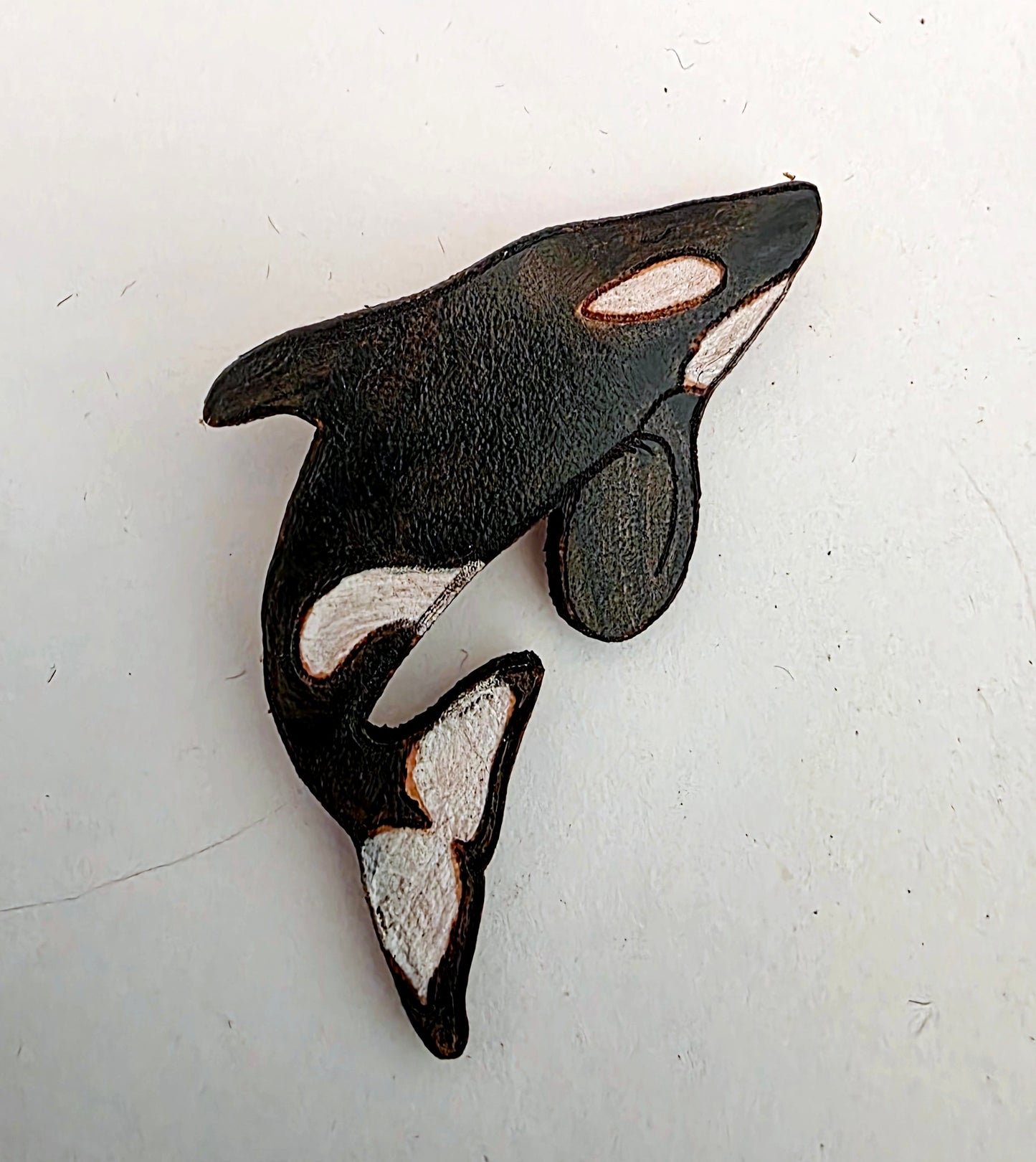 Orca Leather Nature Art Ocean Animal Pin