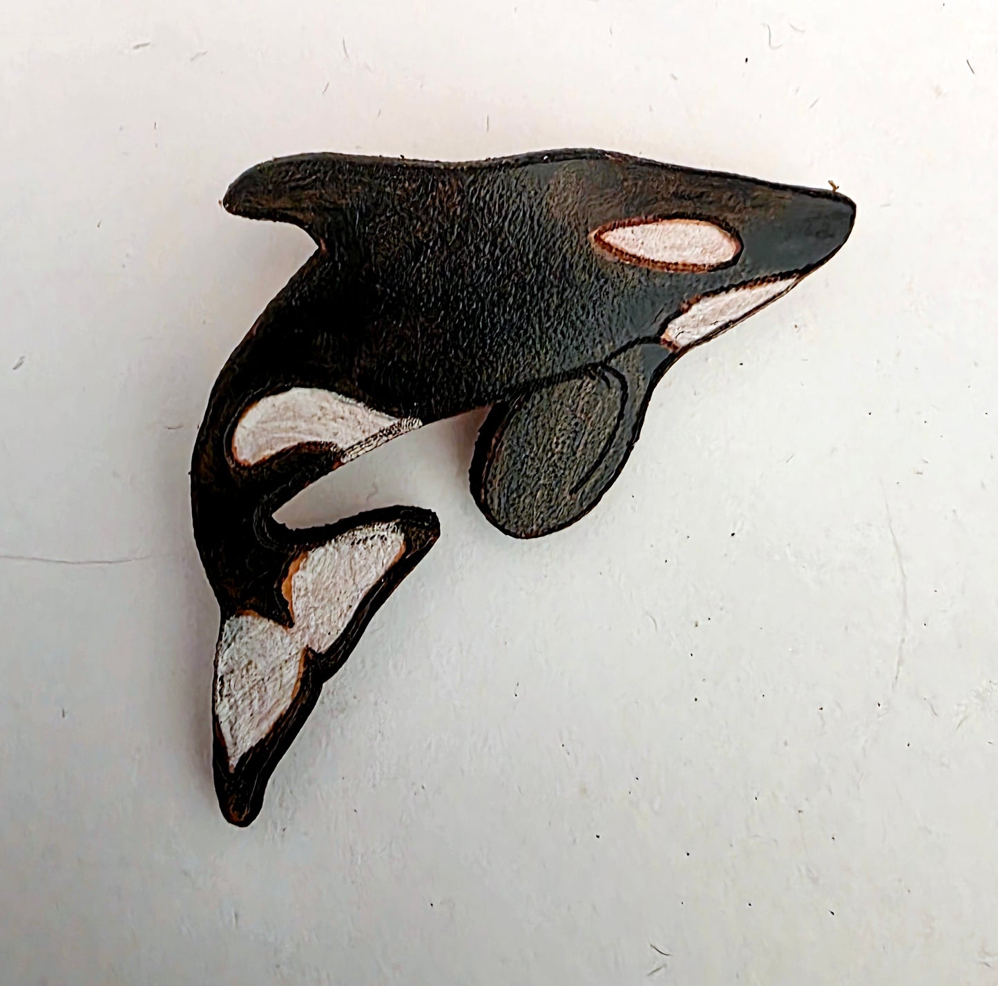 Orca Leather Nature Art Ocean Animal Pin