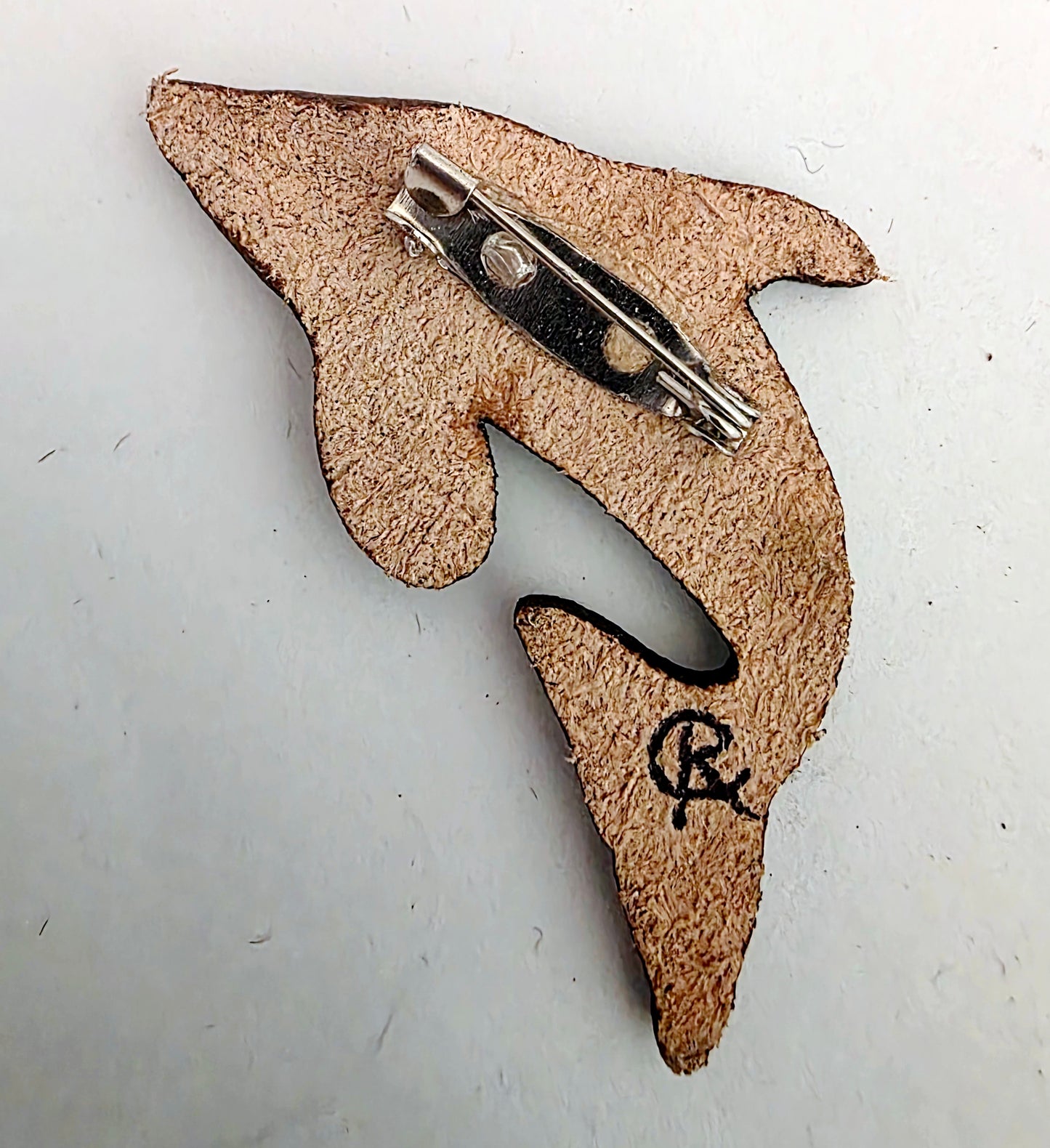 Orca Leather Nature Art Ocean Animal Pin