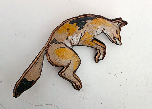Coyote Leather Nature Art Animal Pin