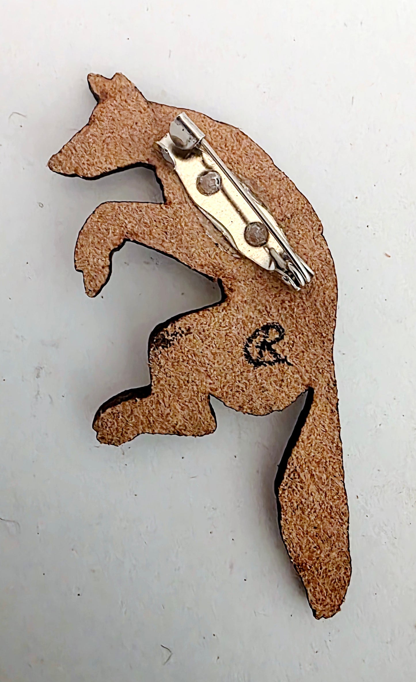 Coyote Leather Nature Art Animal Pin