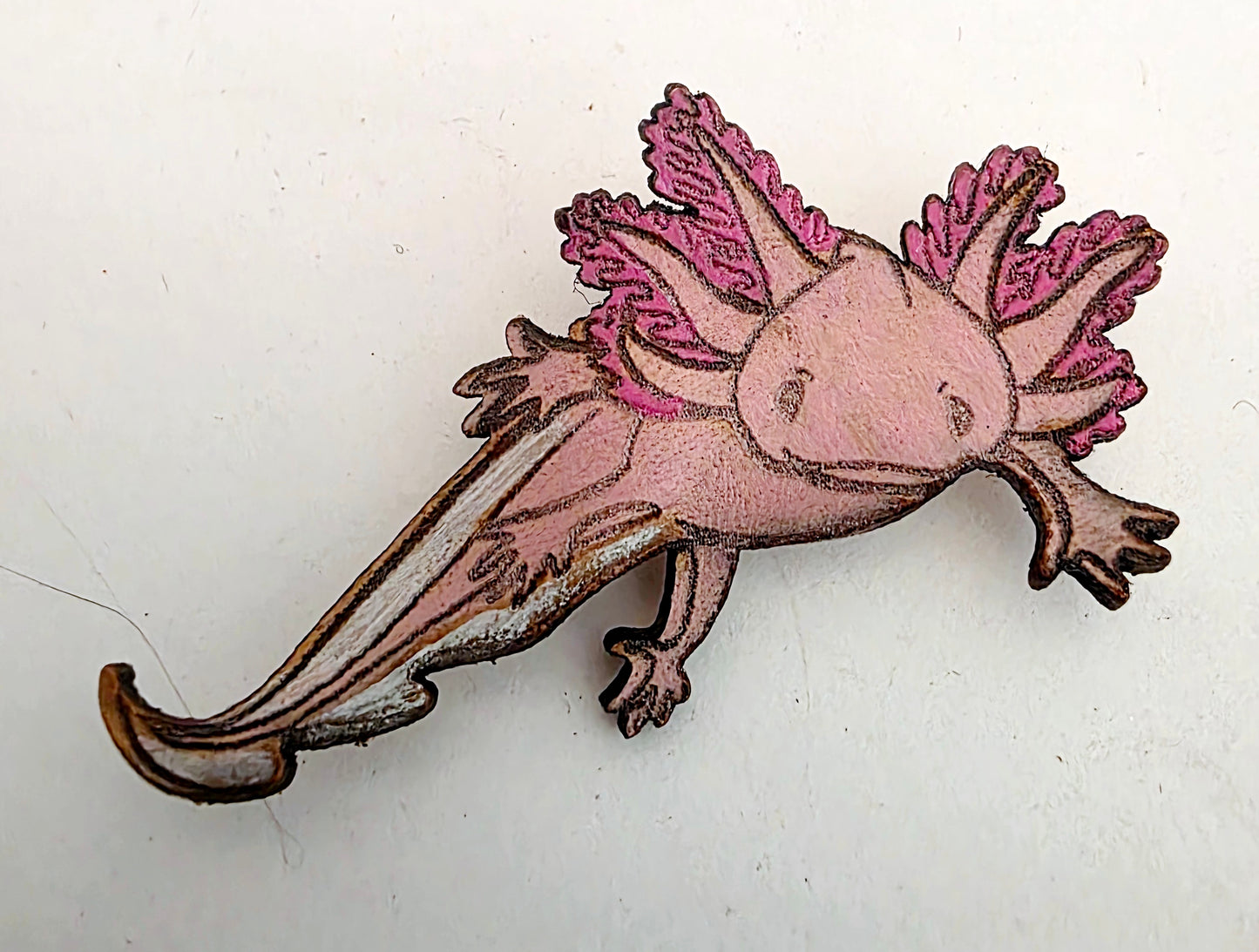 Axolotl Leather Nature Art Animal Pin