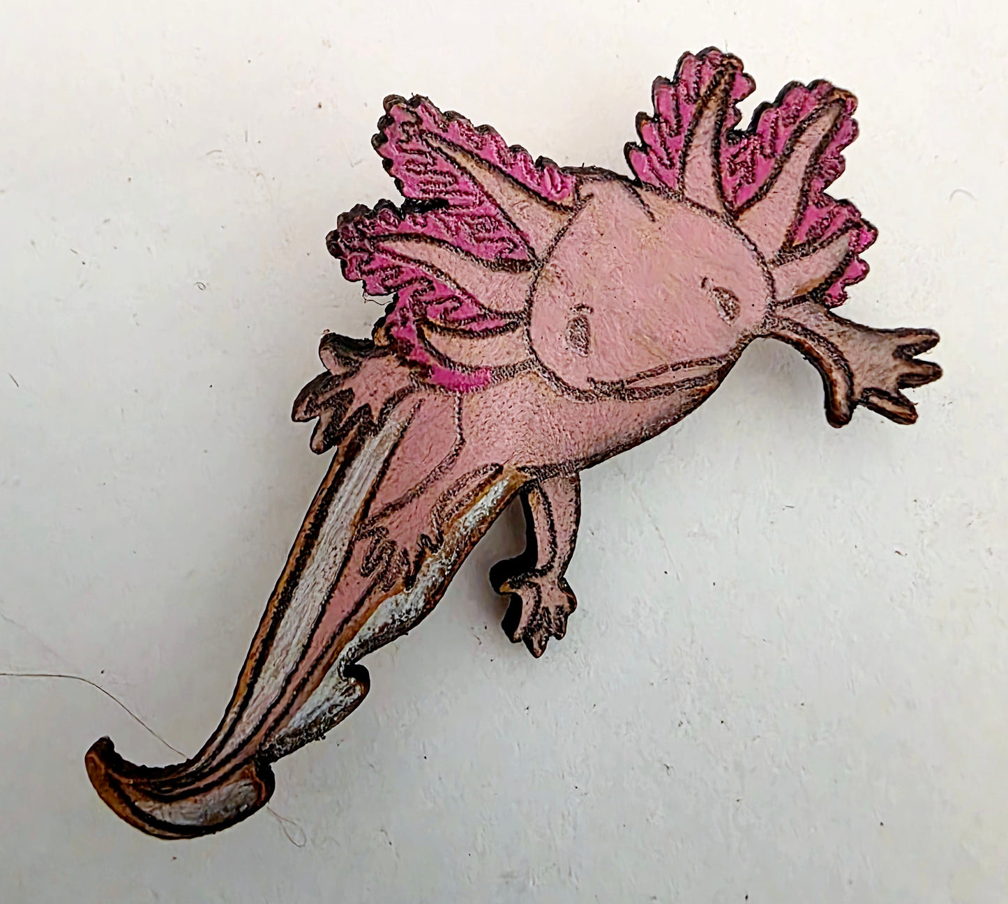 Axolotl Leather Nature Art Animal Pin